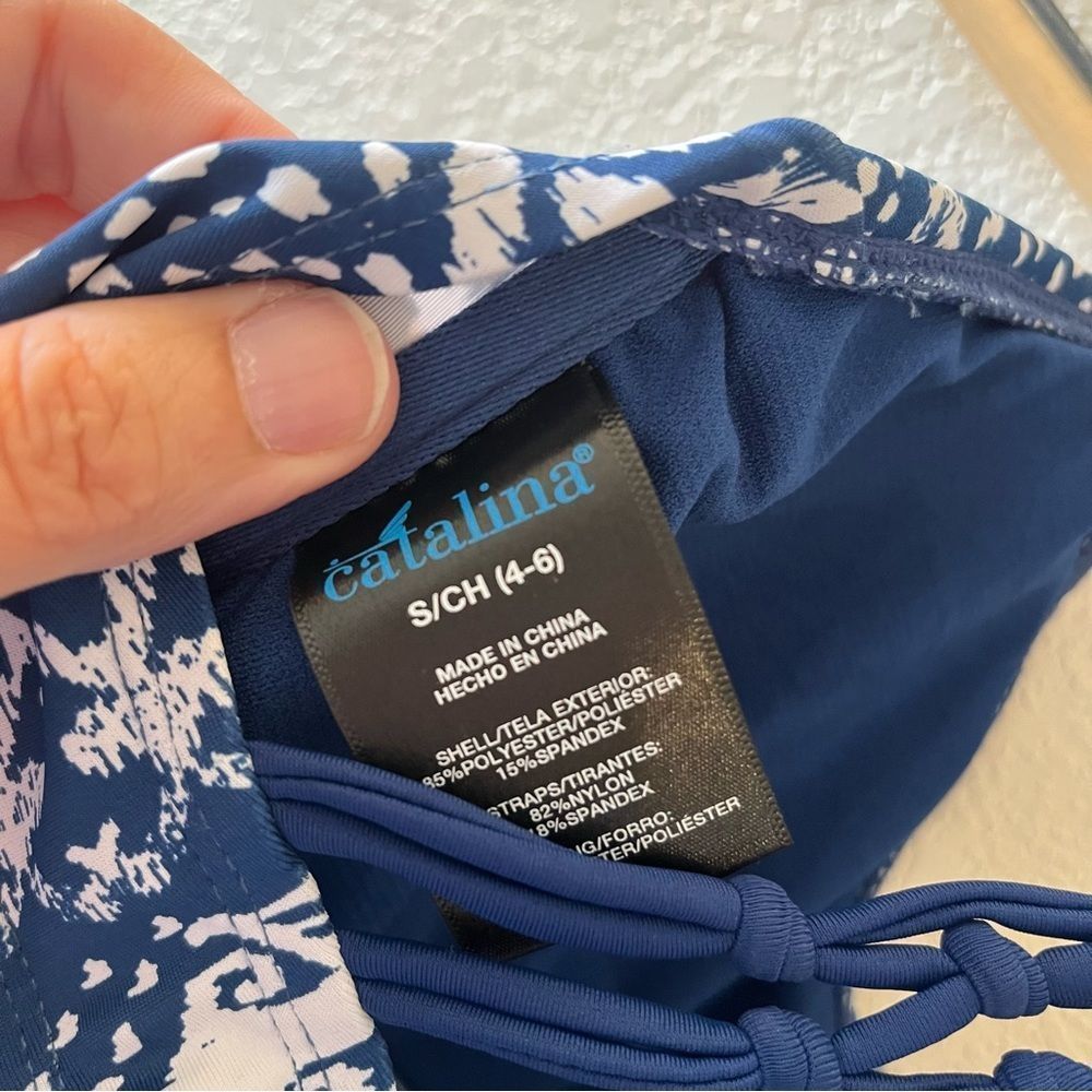 CATALINA Swim Ruffle Macrame Padded Tankini Top Size S - Picture 4 of 4